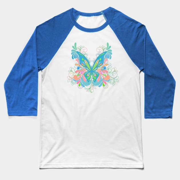 Elegant butterfly Teal Baseball T-Shirt by AlondraHanley